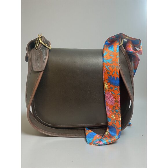 VTG Coach Shoulder Bag 9170 Mahogany Leather Brass Crossbody Early 80s NYC + Tag - Picture 1 of 11